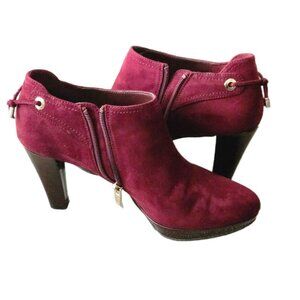 Liz Claiborne Maroon Plum Burgundy Booties Boots Heels Shoes Women Size 8.5
